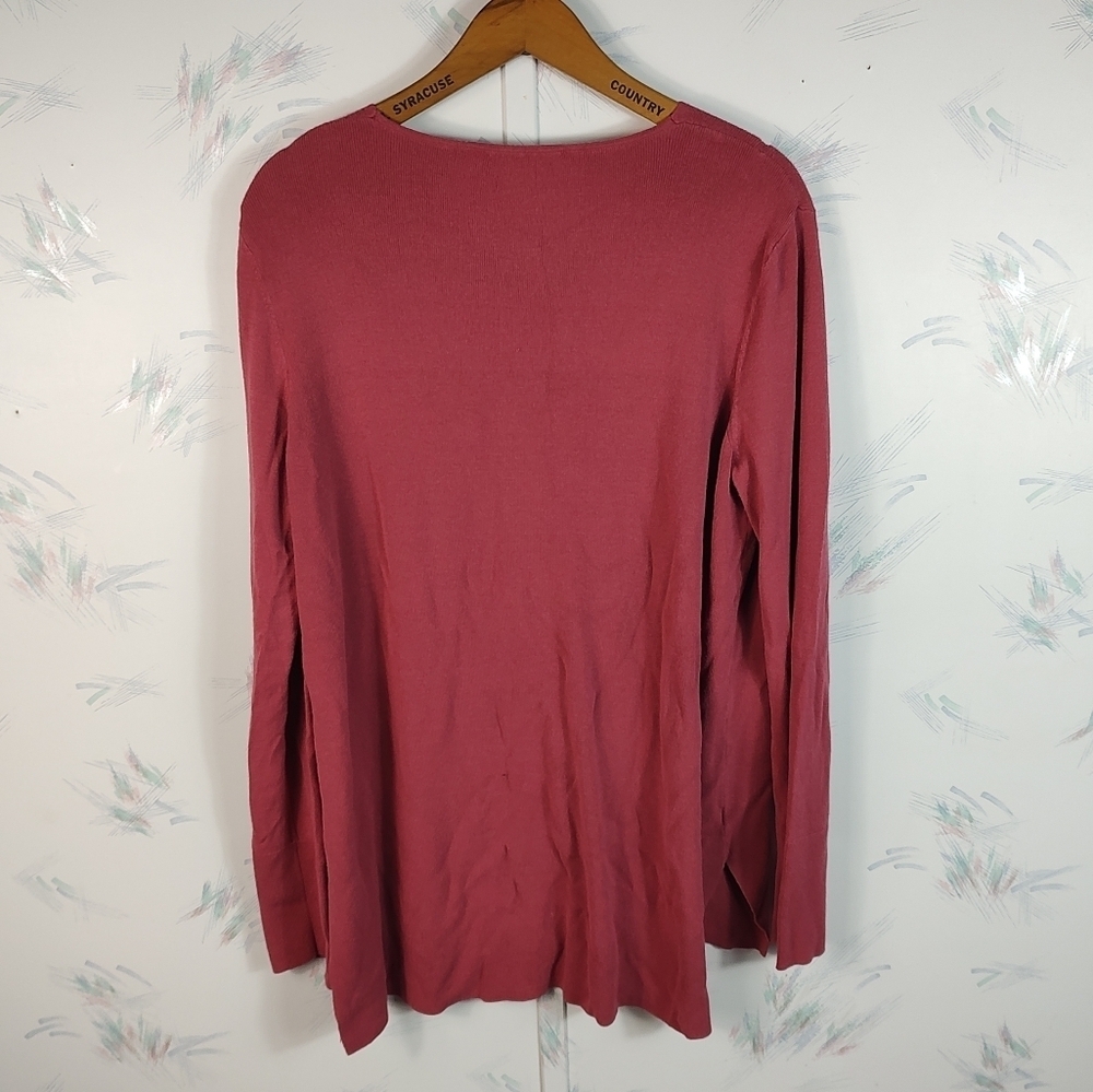 Ann Taylor LOFT Mauve Red Long Sleeve Sweater V-neck XL - Picture 8 of 10